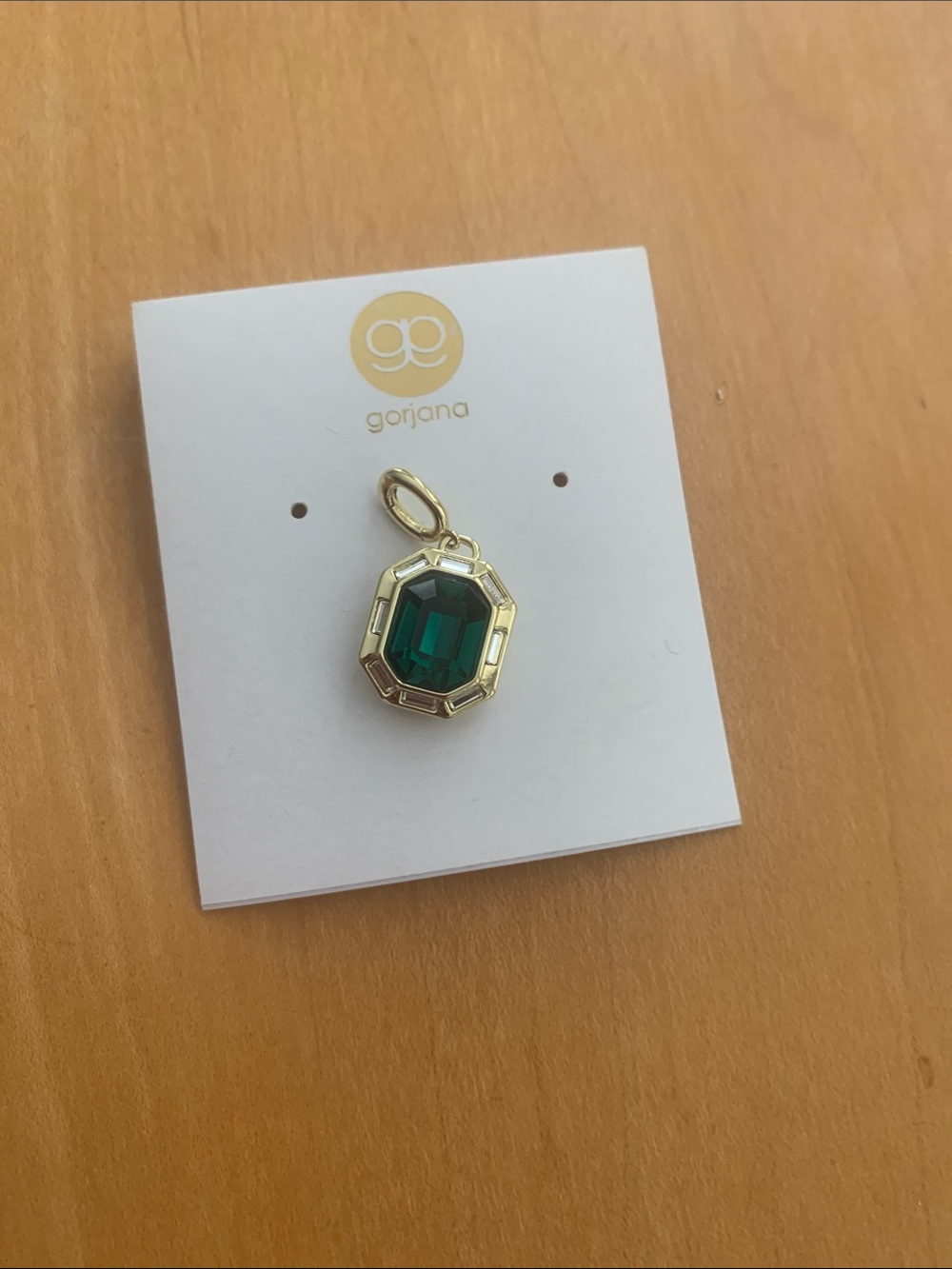 Gorjana Gold octogon Pendant with Deep Emerald Green Stone